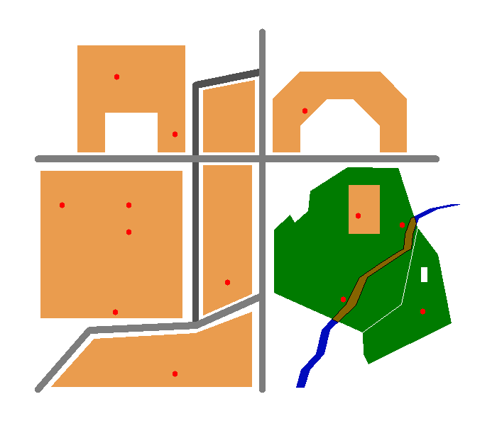 Intersection entre la rivire et les parcs