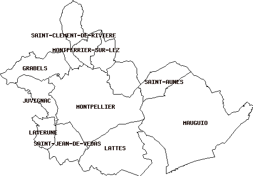 Les communes avoisinantes de Montpellier