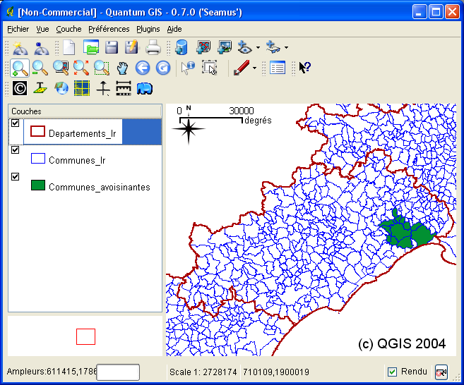 QGIS: Zoom sur le dpartement de l'Hrault