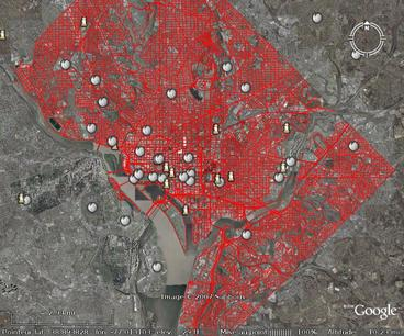 GoogleEarth: rseau routier  Washington DC